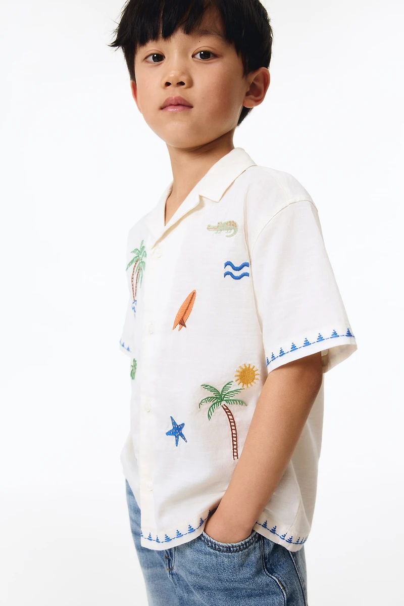 Embroidered cotton resort shirt