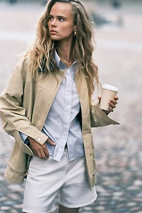 Veste en sergé avec col tissu enduit