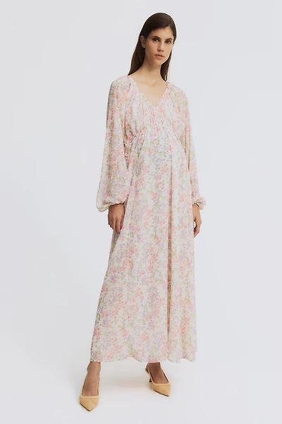 MAMA Balloon-Sleeved Maxi Dress