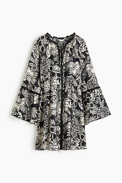 Trumpet-Sleeved Tunic Dress