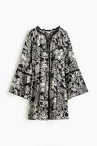 Trumpet-Sleeved Tunic Dress