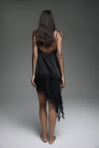 Lace-Trimmed Asymmetric Nightgown
