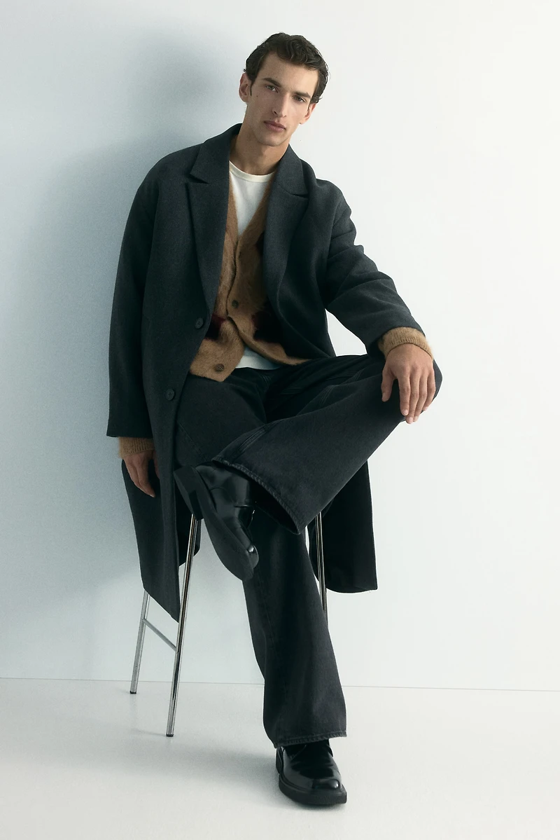 Single-Breasted Wool-Blend Coat