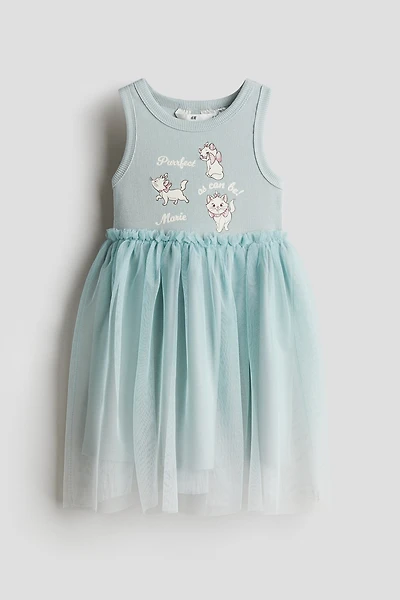 Printed Tulle-Skirt Dress