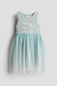 Printed Tulle-Skirt Dress