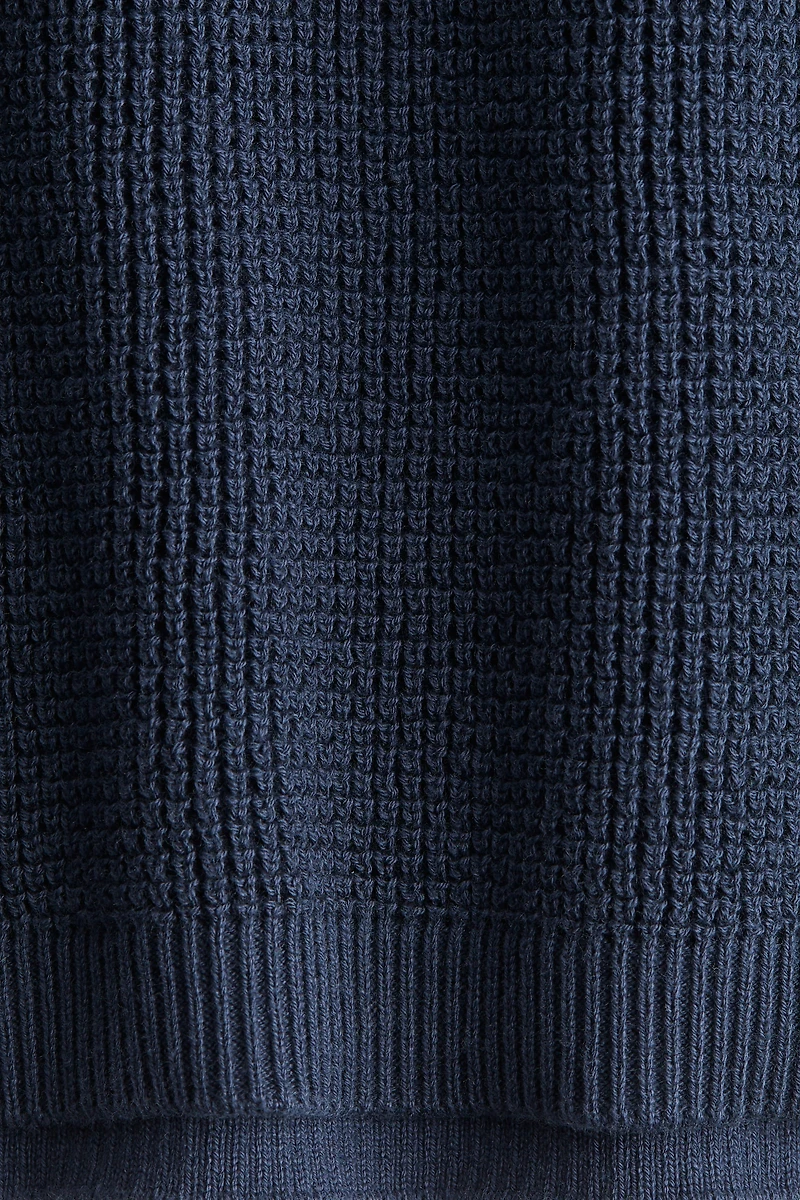 Waffle-knit Henley Sweater
