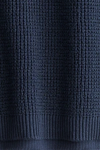 Waffle-knit Henley Sweater