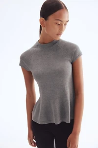 Fine-Knit Peplum Top