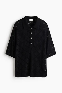 Crochet-Look Polo Shirt