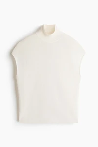 Silk-Blend Fine-Knit Mock Turtleneck Top