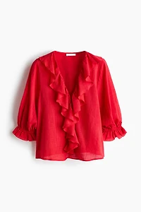 Flounced Cotton-Blend Blouse