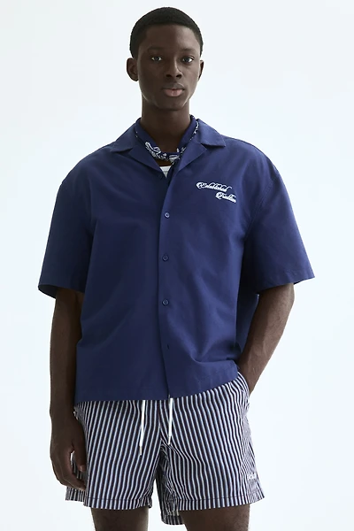 Relaxed-Fit Embroidered-Motif Cotton Resort Shirt