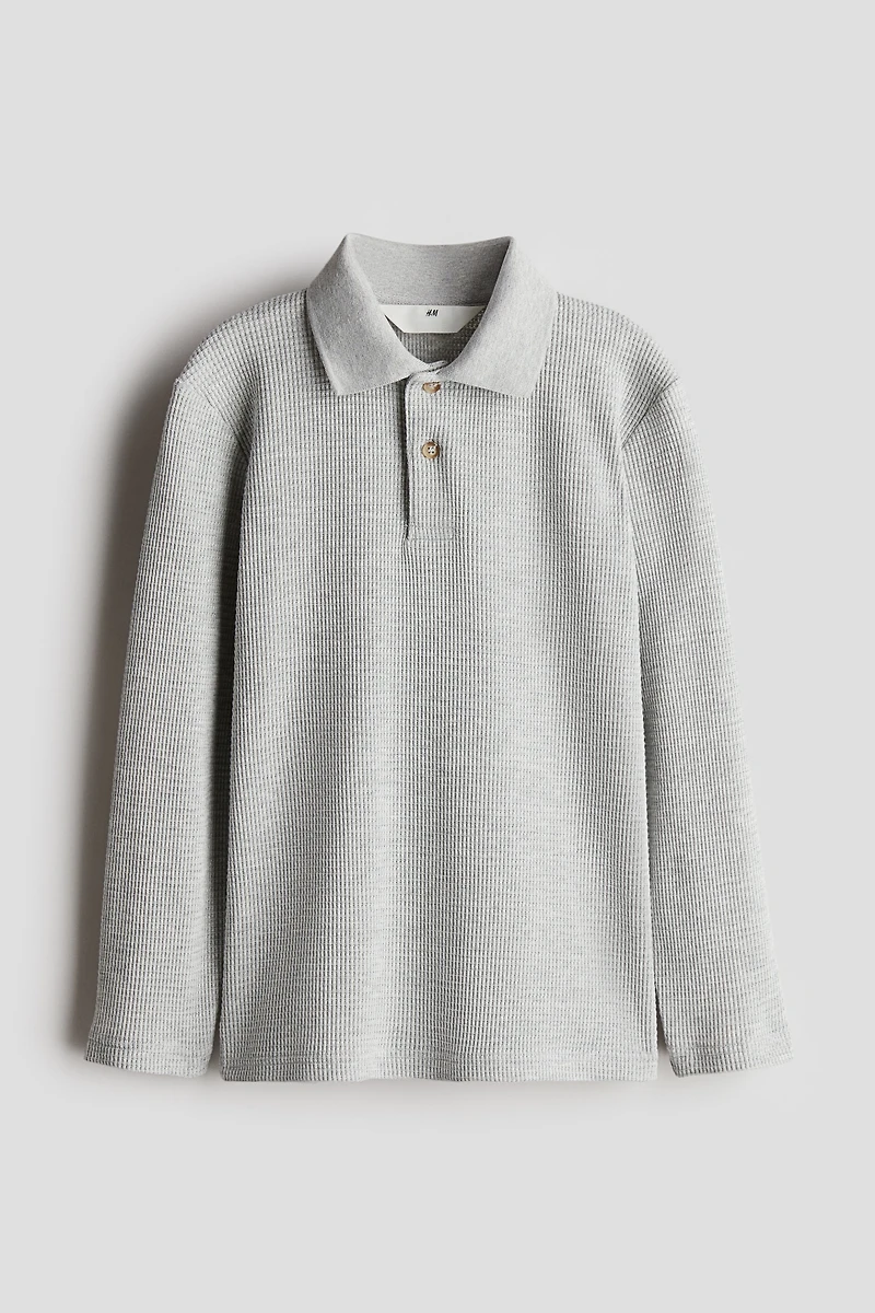 Waffled Jersey Polo Shirt