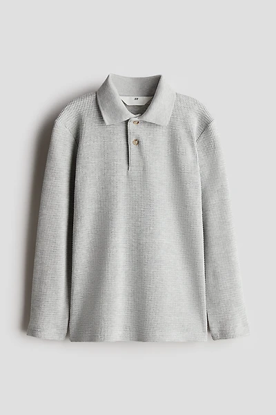 Waffled Jersey Polo Shirt