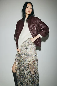 Jupe en crêpe avec taille smockée