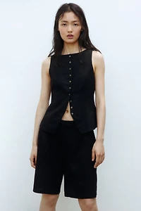 Linen-Blend Bermuda Shorts