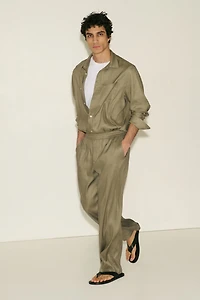 Easy Care Loose-Fit Linen-Blend Pants