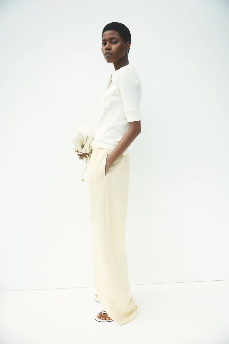 Linen-Blend Drawstring Pants