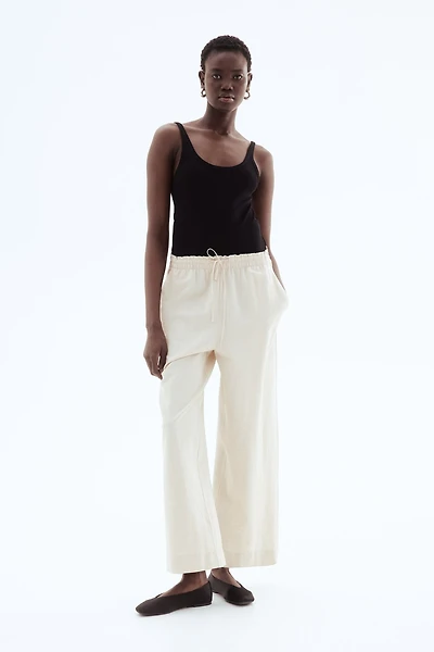 Linen-Blend Crop Pants