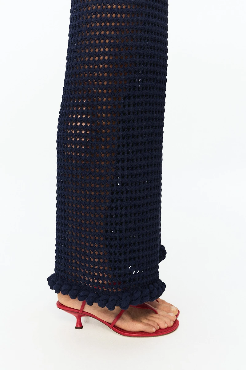 Rope-Detail Open-Knit Pants