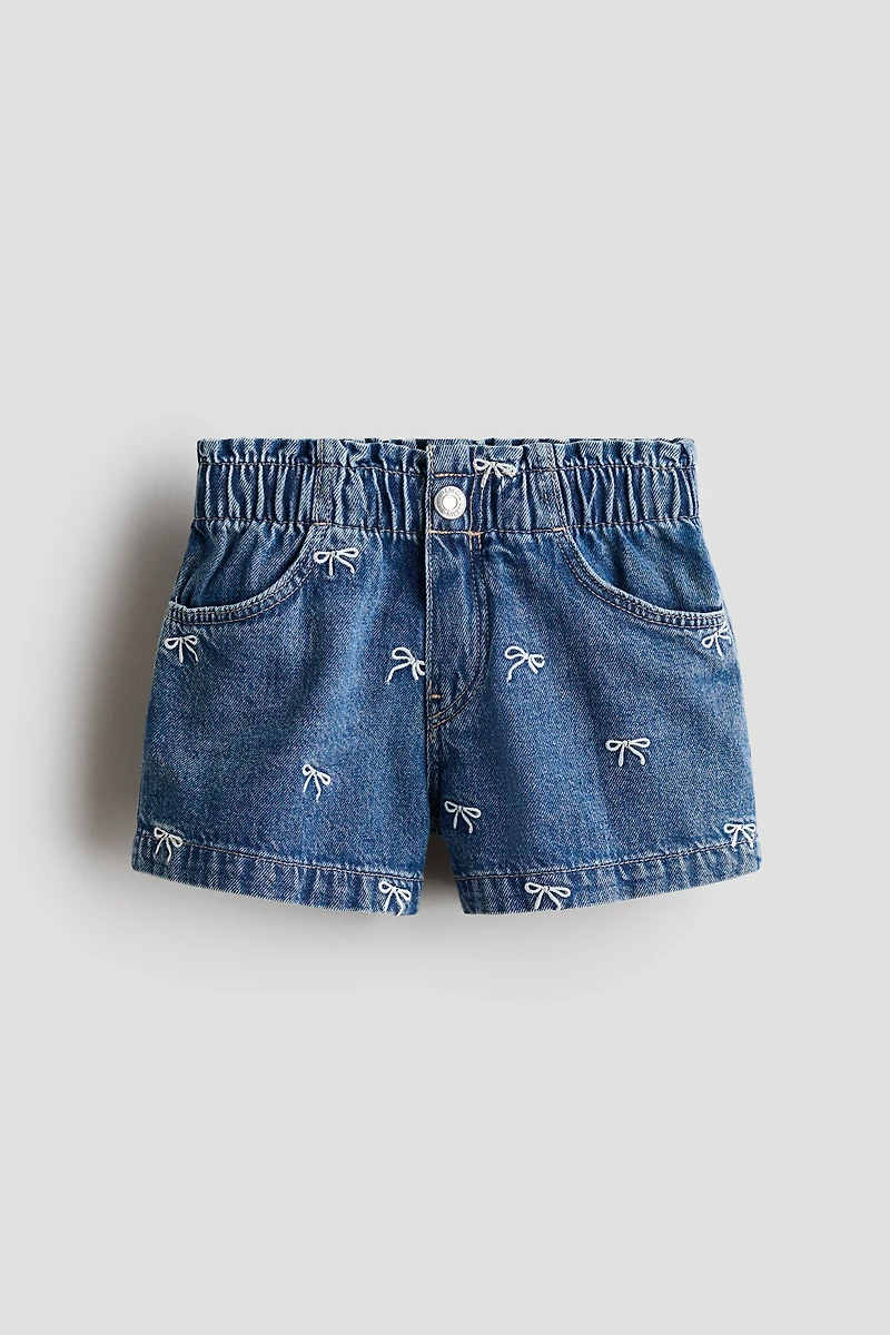 Embroidered Denim Shorts