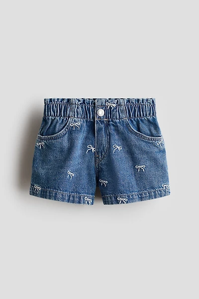 Embroidered Denim Shorts