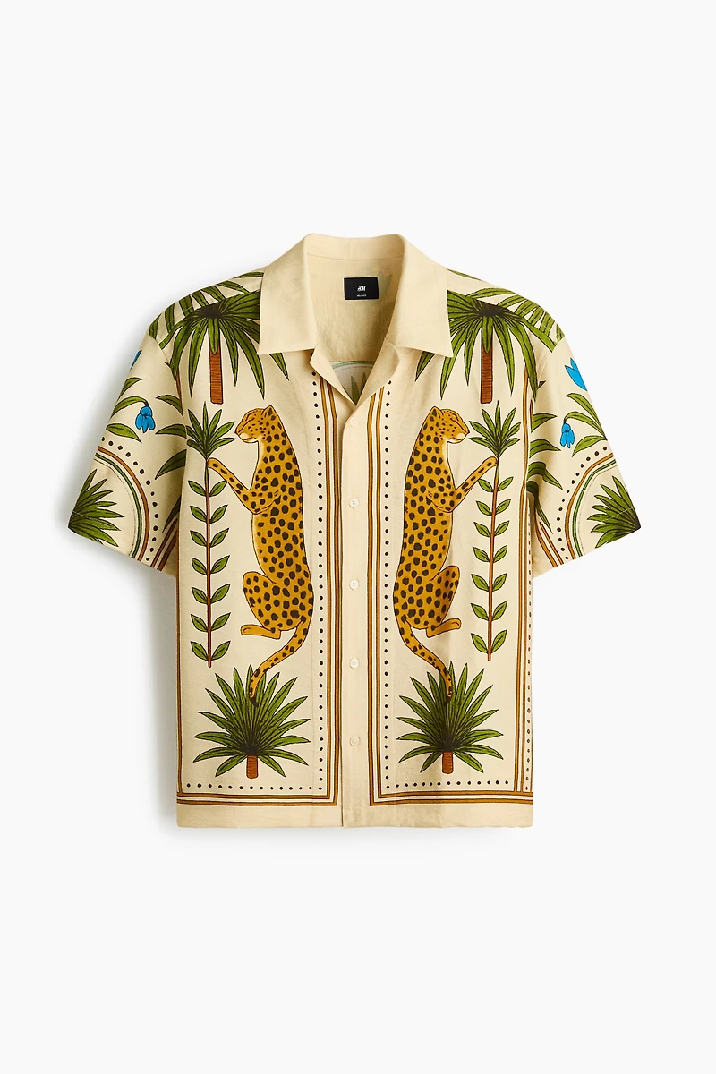 Chemise imprimée décontractée à col cubain