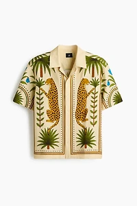 Chemise imprimée décontractée à col cubain