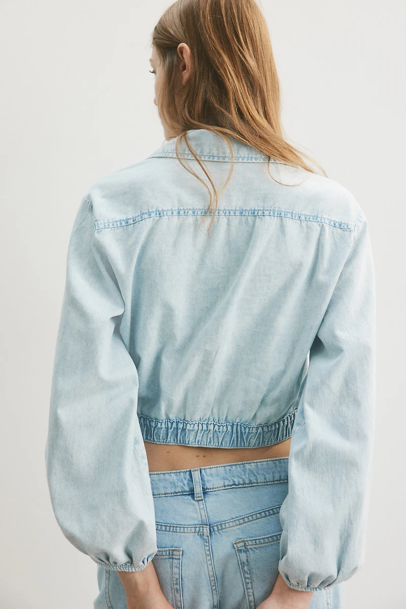 Denim Wrap Blouse