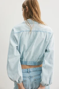 Denim Wrap Blouse