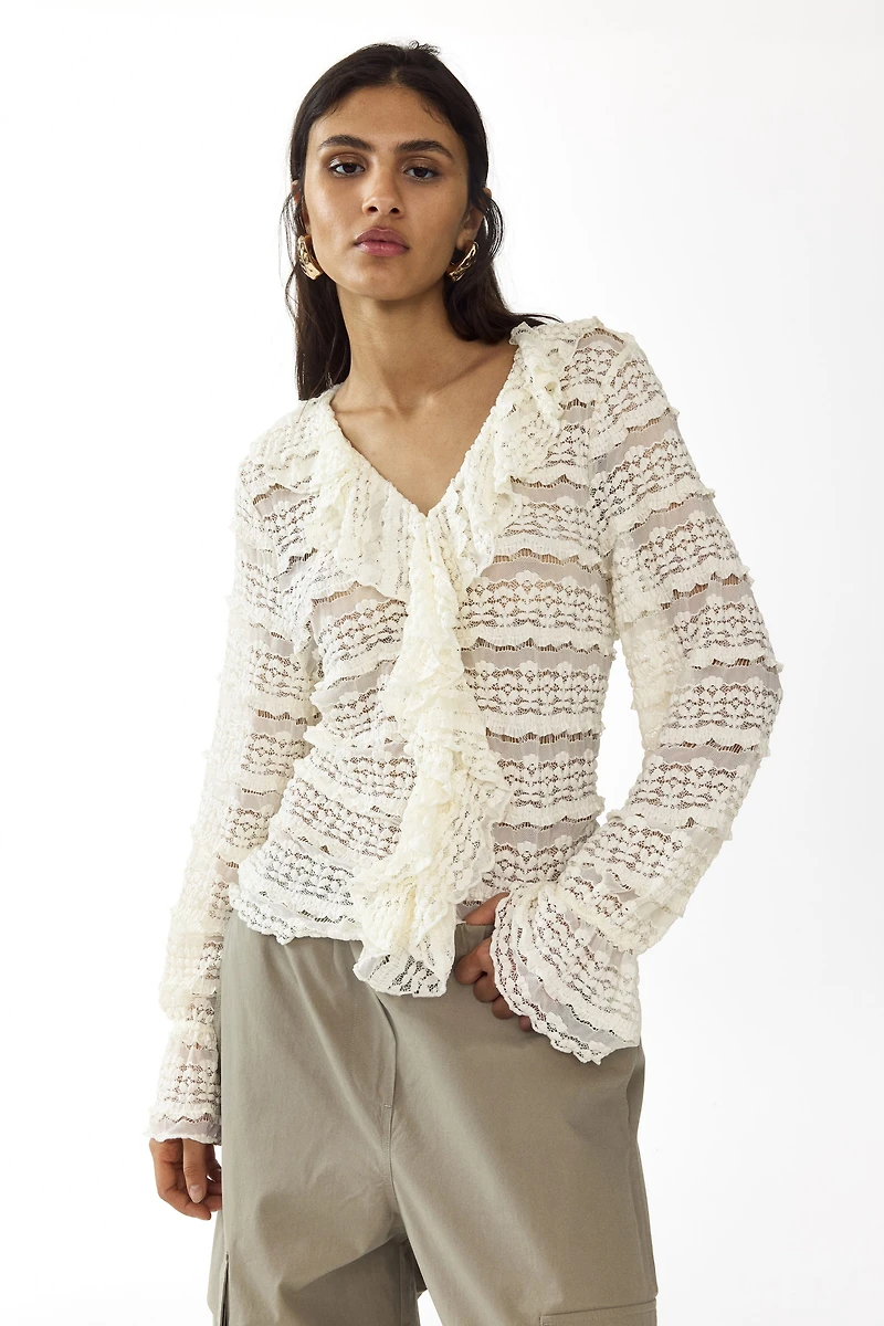 Lace-Look Jersey Blouse