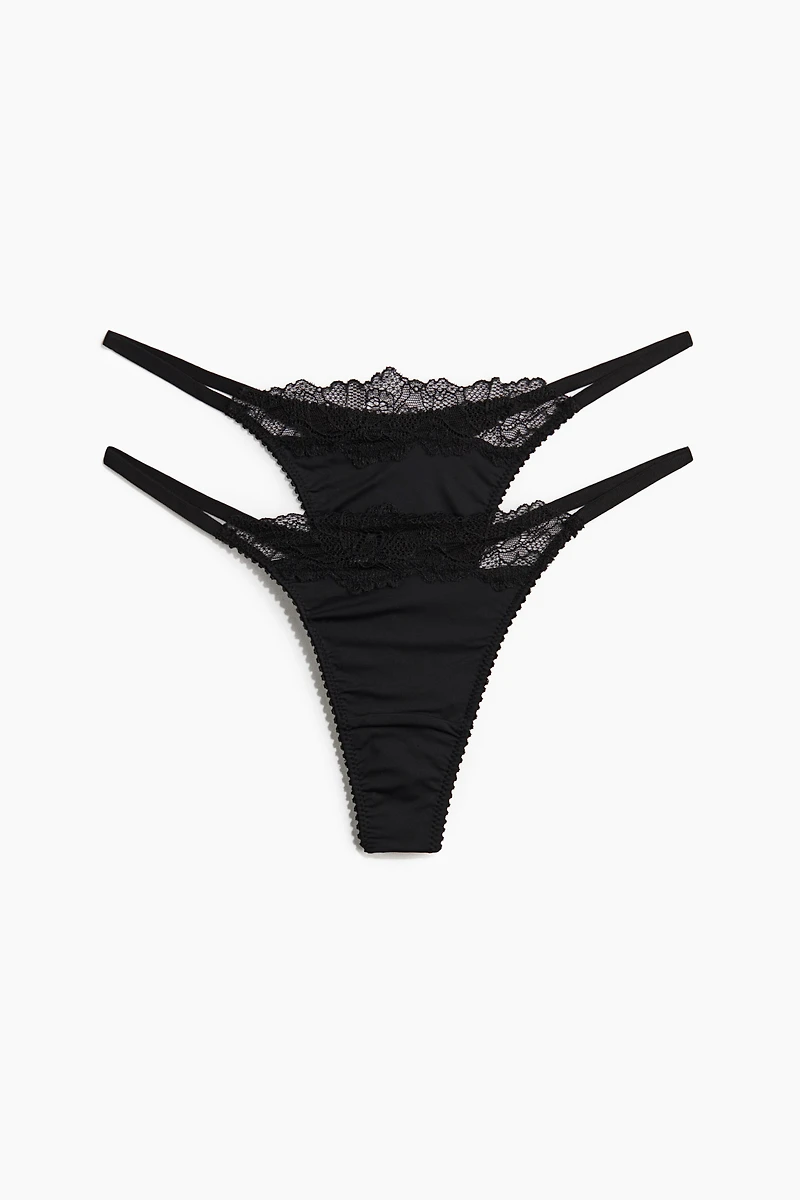 2-Pack Microfiber and Lace Thong Briefs