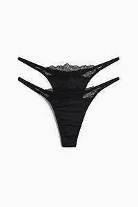 2-Pack Microfiber and Lace Thong Briefs