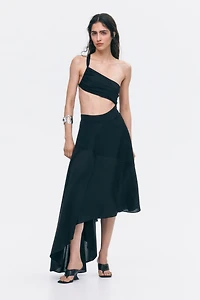 Asymmetric Dual-Fabric Skirt