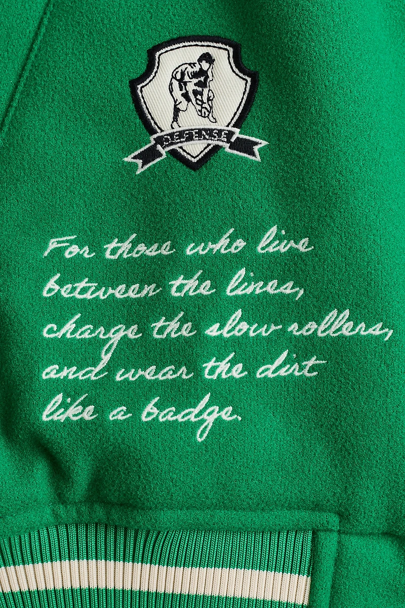 Motif-Detail Baseball Jacket