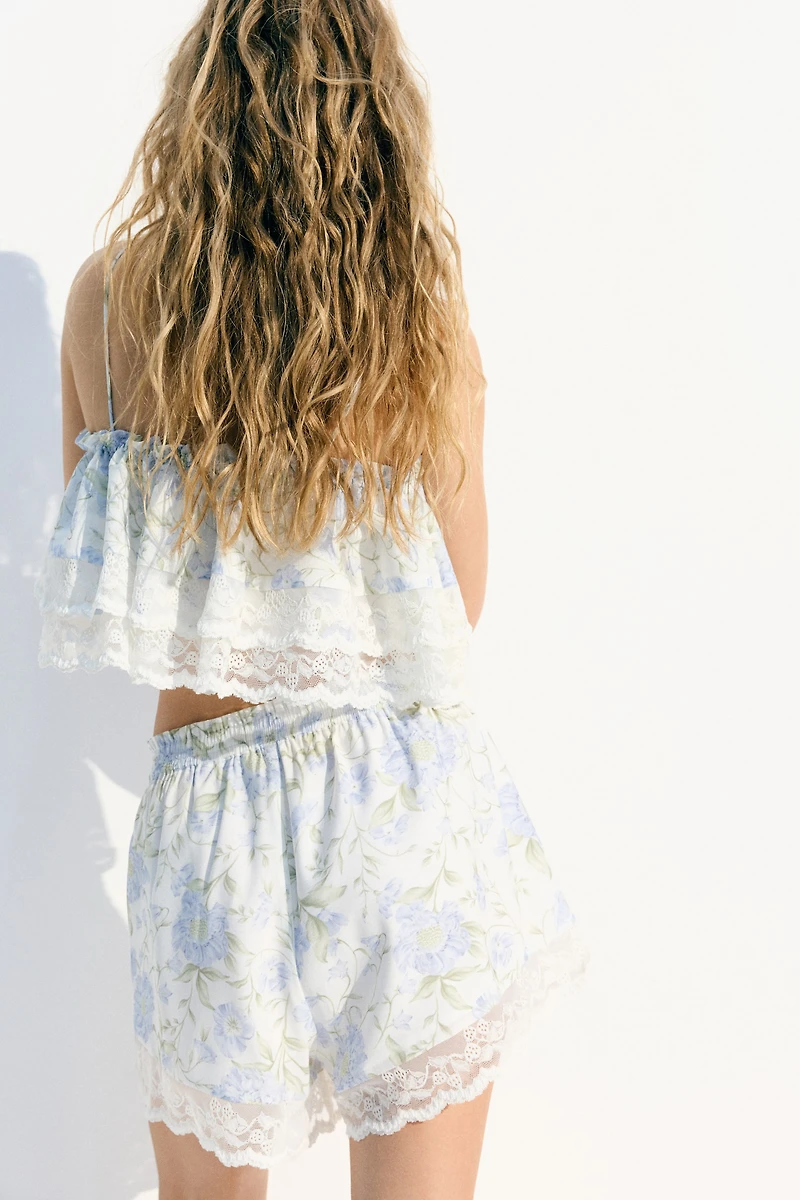 Lace-Trimmed Ultra High Pull-On Shorts