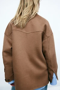 Veste-chemise faite à la main en laine mélangée