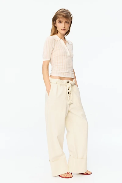 Rope-Belt Paper-Bag Pants
