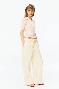 Rope-Belt Paper-Bag Pants