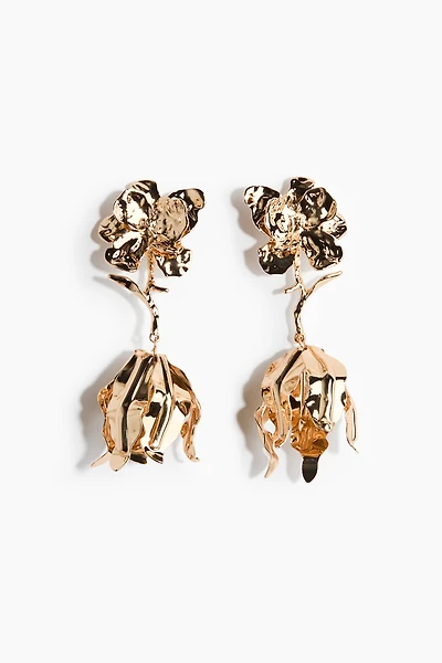 Boucles d’oreilles fleurs avec pendentif