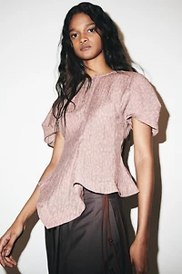 Lyocell-Blend Handkerchief Blouse