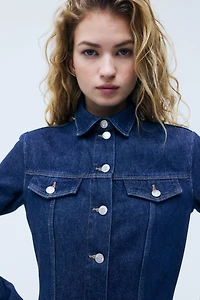 Flared-Skirt Denim Dress