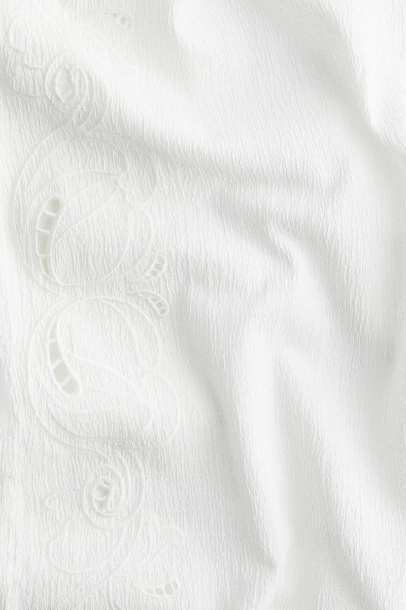 Wide-Leg Pants with Eyelet Embroidery