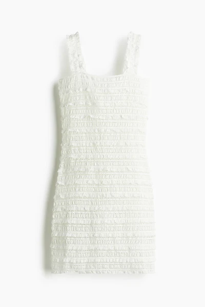 Ruffle-Trimmed Lace-Look Dress