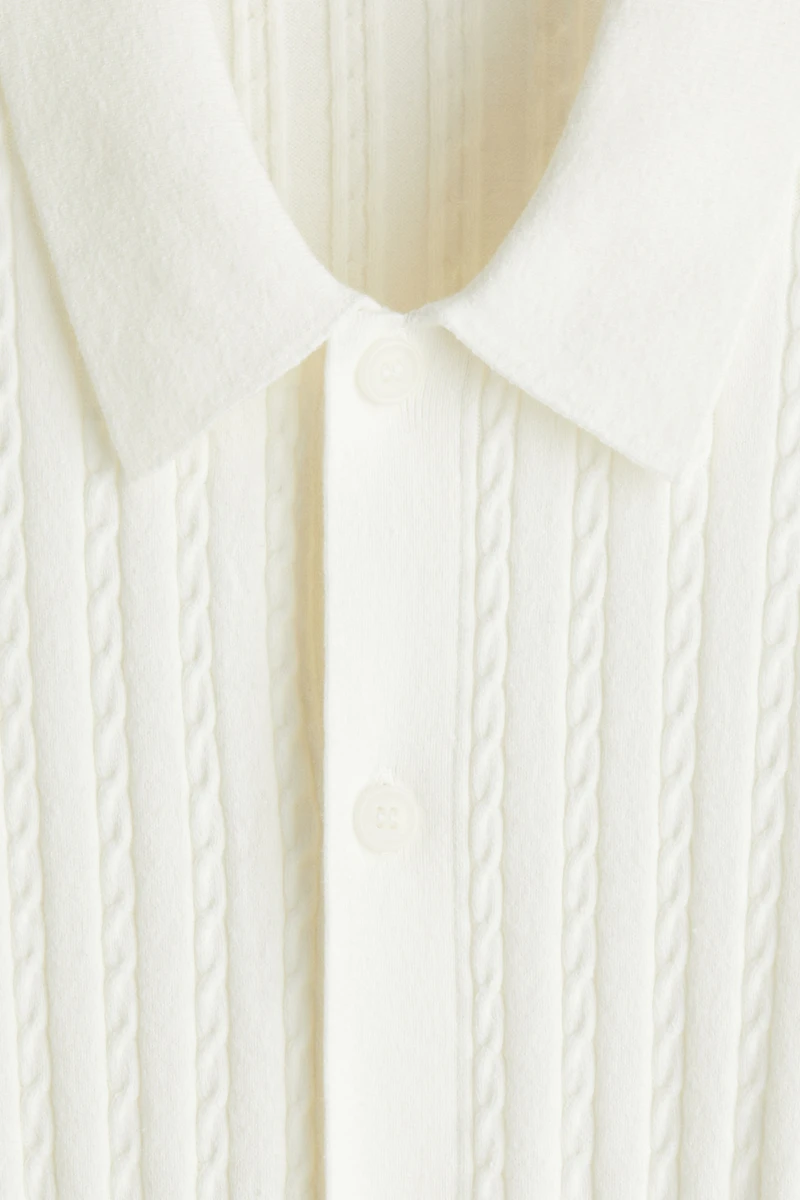 Regular-Fit Cable-Knit Short-Sleeved Shirt