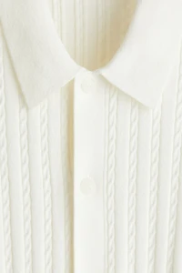 Regular-Fit Cable-Knit Short-Sleeved Shirt