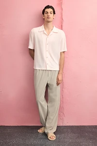 Loose-Fit Rib-Knit Resort Shirt