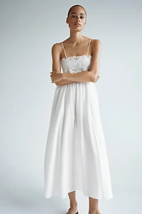 Embroidered-Detail Tie-Strap Dress