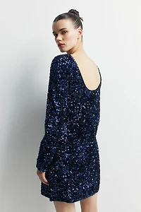 MAMA Sequined Dress with Low-Cut Back