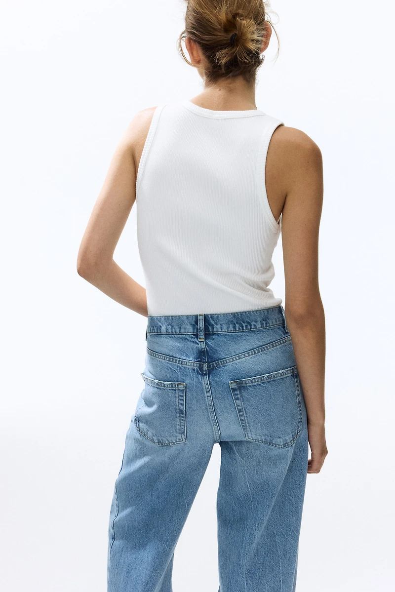 High-Waist Barrel-Leg Ankle Jeans